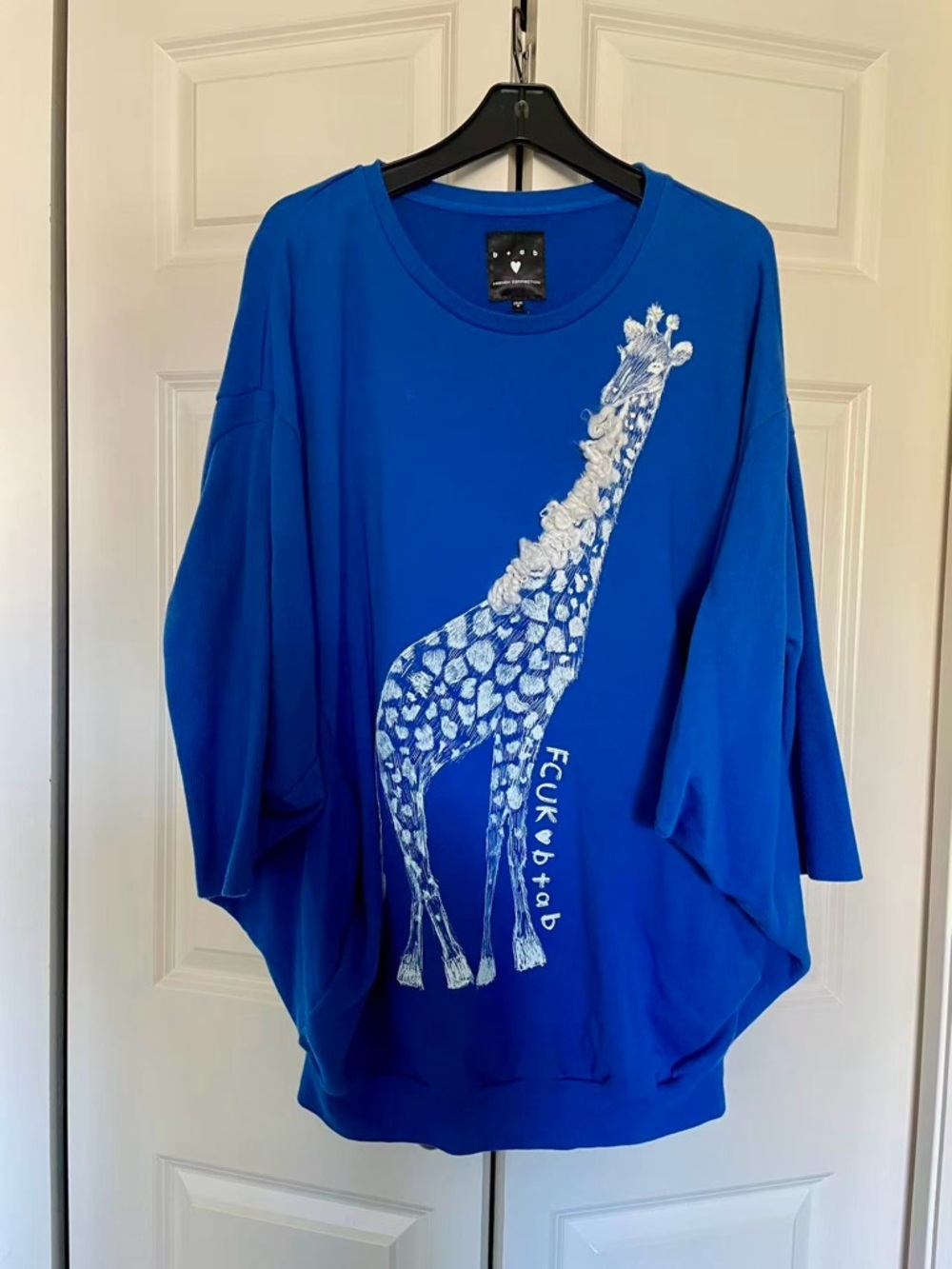 b+ab Blue Oversized Giraffe Graphic Sweatshirt dress size 40